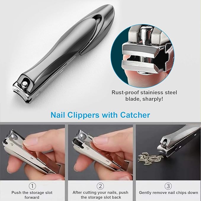 Thick Toenail Clippers, Podiatrist Toe Nail Clippers for Ingrown & Thick & Men & Seniors Toenail and Nail Surgical Grade Stainless Steel Toenail Trimmer Nipper (Grey)