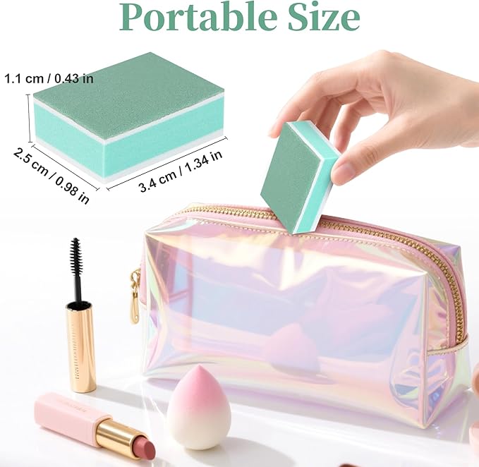 100 Mini Nail Buffers Block - Mini Buffing Block limas para uñas Fingernail Files Bulk 600/3000 Grit Nail Polishing Sponge for Gel Natural Nails Scratch Remove Mirror Finish Manicure Nail Care