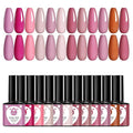 Classic Gel Nail Polish Set, 12 Colors Nude Gray Pink, Nail Polish Gel Manicure Kit (Paradise pink, 12pcs)