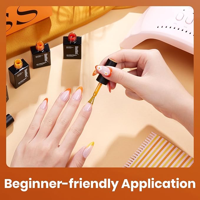beetles Orange Gel Polish Set - 6 Colors Bright Yellow Coral Peach Orange Gel Nail Polish Set Twilight Warmth Collection Uv Gel Nail Art Manicure Gift for Women