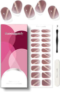 Semi Cured Gel Nail Strips, 20Pcs Long Lasting Salon Quality Wraps, Easy Apply & Remove Gel Nail Stickers with UV Light (Red Twilight)