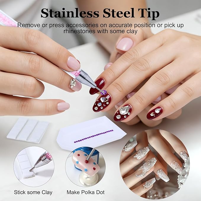 14 Pcs Rhinestone Picker Tool Nail Art Design Bedazzling Dotting Tool Rhinestone Applicator Diamond Jewel Gem Picker Tool With Wax Pencil and 2 Nail Art Tweezers