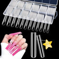 LIONVISON 3XL Clear Full Cover Nail Tips for Acrylic Nails Professional, 240PCS Extra Long Tapered Square, 12 Sizes Straight Press On Gel Nail Tips for Nail Salons Home DIY
