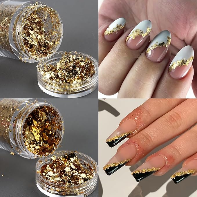 Poly Nail Gel Kit with Gold Nail Foil Flakes