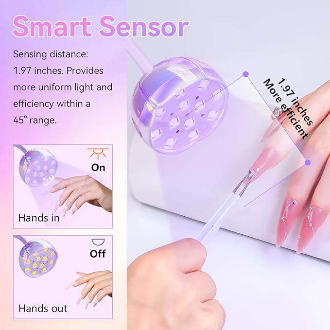Makartt UV LED Nail Lamp - Gooseneck UV Light for Gel Nails USB 39mW/cm² Cordless Flash Cure Lamp with 4 Times & Auto Sensor Nail Dryer Fast Curing Nail Art Design for Salon Home DIY (Glazed Purple)