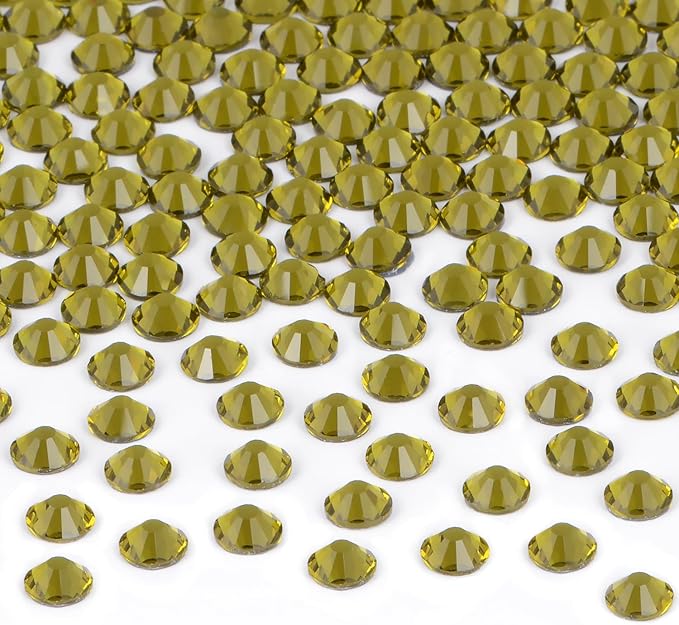2880 Pieces SS16 Olivine Hotfix Rhinestones Flatback Round Crystal Glass Rhinestones Gems for Crafts Nail Face Art Clothes Shoes Bags DIY