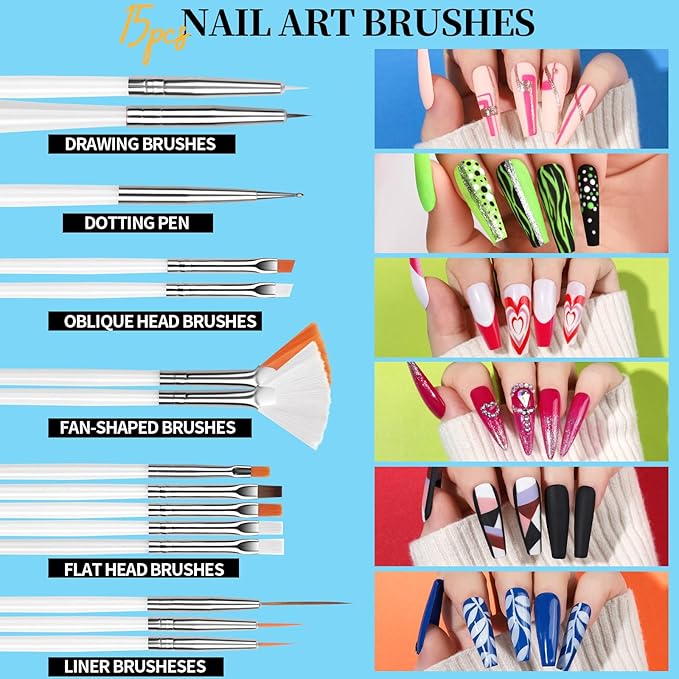 Teenitor Nail Art Tools, Nail Art Brushes Set, Dotting Tools，Nail Stickers, Nail Rhinestones For Nail Art