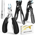 Upgrade Ultra Wide Jaw Opening Nail Clippers for Thick Nails, Long Handled Toenail Clippers for Seniors Thick Toenails, Large Angled Head Sharp Cutters, Fingernail Clippers with Catcher for Men Women