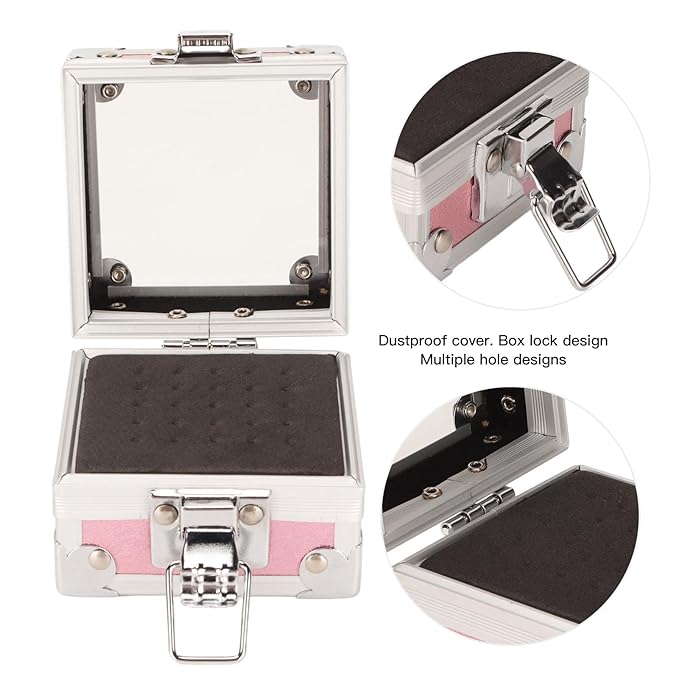 Nail Drill Bit Holder,ANGGREK 25 Holes Drill Bit Case 3 Layer Sponge Transparent Cover Storage Displayer Box for Acrylic Nail Drill Bit Rivet Reinforcement
