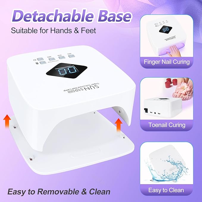 LKE Cordless Rechargeable UV Nail Lamp, 86W UV Light for Gel Nails with 3 Timer Setting Display Auto Sensor, Professional Quick Dry for Salon & Home Use