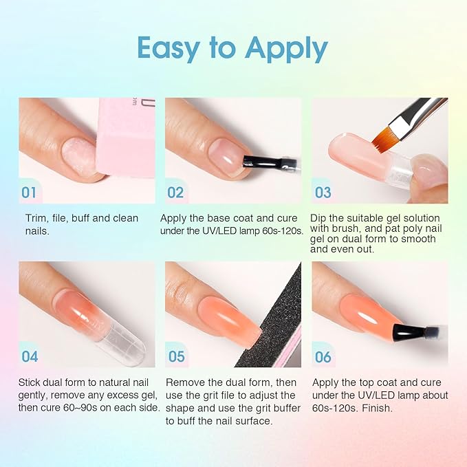 ROSALIND Colors Poly Nail Gel Kit, 14 ColorsPoly Nails Gel Starter Kits with Slip Solution 48W Nail Lamp Halloween All Seasons Classic Poly Extension Gels Nails Kit