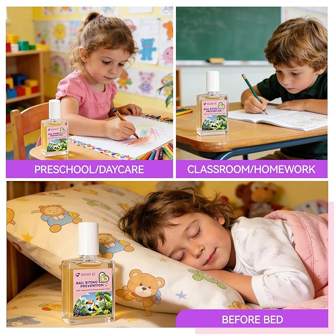 Gelike ec Stop Kids Nail Biting: Strong Extra Bitter Polish for Children - Safe Non Toxic Japanese Vegan Organic Formula to Stop Nail Biting & Thumb Sucking - Long Lasting Clear Treatment