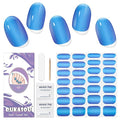 Semi Cured Gel Nail Strips, 28 pcs Gel Nail Stickers Work with Any UV Lights, Long-Lasting Nail Wraps, Stick on Nails for women Easy to Apply & Remove