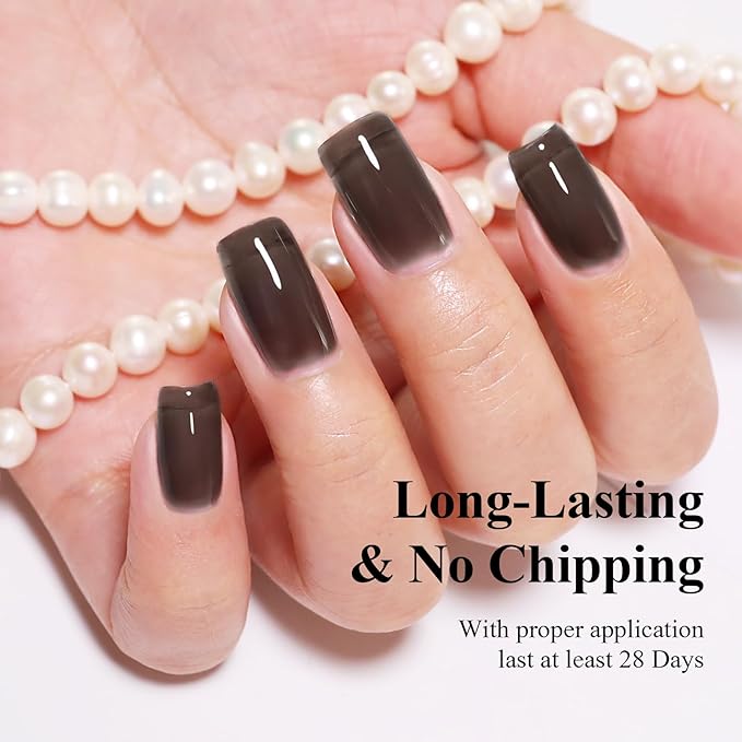 Imtiti Black Jelly Gel Nail Polish, Sheer Translucent UV Gel Polish for Nail Art Soak off UV Led 10ML