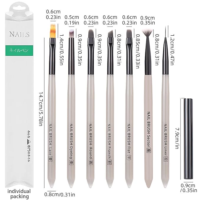 Liner Nail Brush (12 mm / 0.047 in.) - Precision Detailing Brush for Nail Art, Acrylic & Gel Polish| Ultra-Fine Tip, French Tips Brushes for Nails Salon & DIY Home Manicure