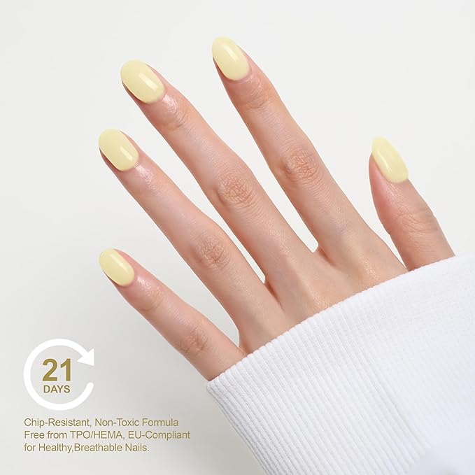 Hema Free Rubber Builder Base Gel Polishes, Soak Off LED UV Need Strengthener for Thin Flimsy Nail, Streak Free Thickening & Repair, Cream Yellow