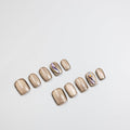 3D Squoval Press on Nails, Short Ladder Fake Nails Elf False Nails Middle White Press on Nails for Women Girls Nail Art Decoration - Middle