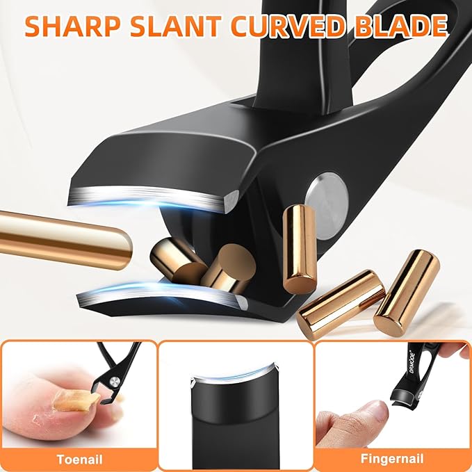 Ingrown Toenail Clippers, Edgy Nail Clipper for Thick Nails for Seniors, Slanted Nail Clippers for Men with Curved Blade, Heavy Duty Large Angled Fingernail Clipper with Wide Jaw