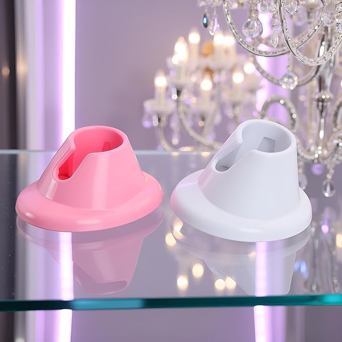 2pcs Pink & White Soft Rubber Nail Polish Bottle Holder - Anti-Spill Nail Art Organizer & Display - Salon Professional Manicure Tools