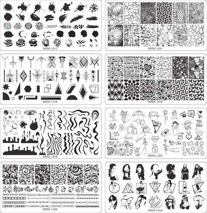 VNC Nail Stamp Plate Set - 13 Pcs Mix Design Stamping Plate + Stamper + Scraper + Case