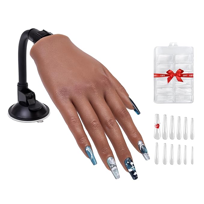 Practice Hand for Acrylic Nails,Professional Mannequin Hand with Flexible Fingers for Acrylic Nails,Gel Polish & Nail Art Training,Ideal Practice Tool for Manicure Beginners