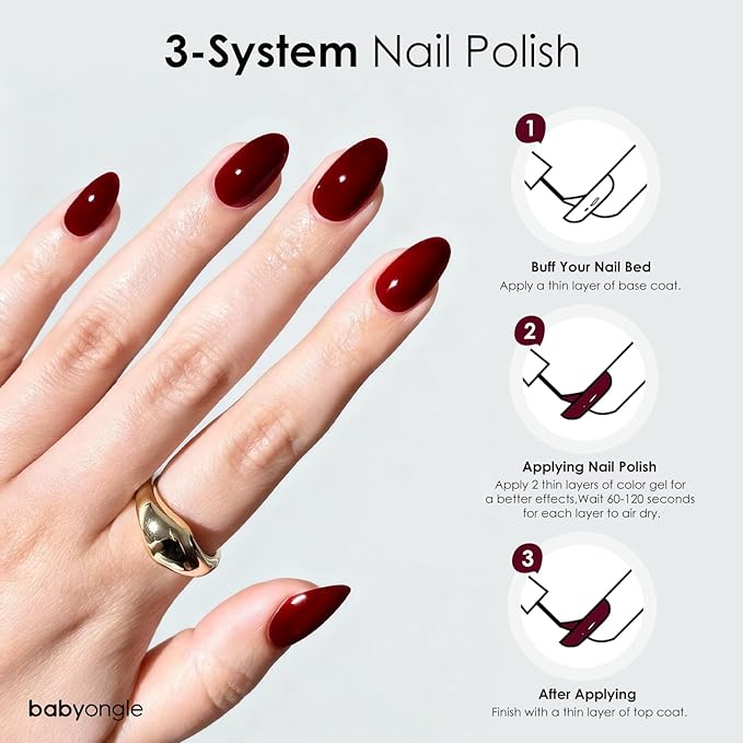 Nail Polish Wine Red, 14 ML Quick Dry Dark Red Nail Polish for Nail Art DIY Manicure at Home, Chip Resistant Nail Lacquer for Nail Art Varnish, Long Lasting, BOG116
