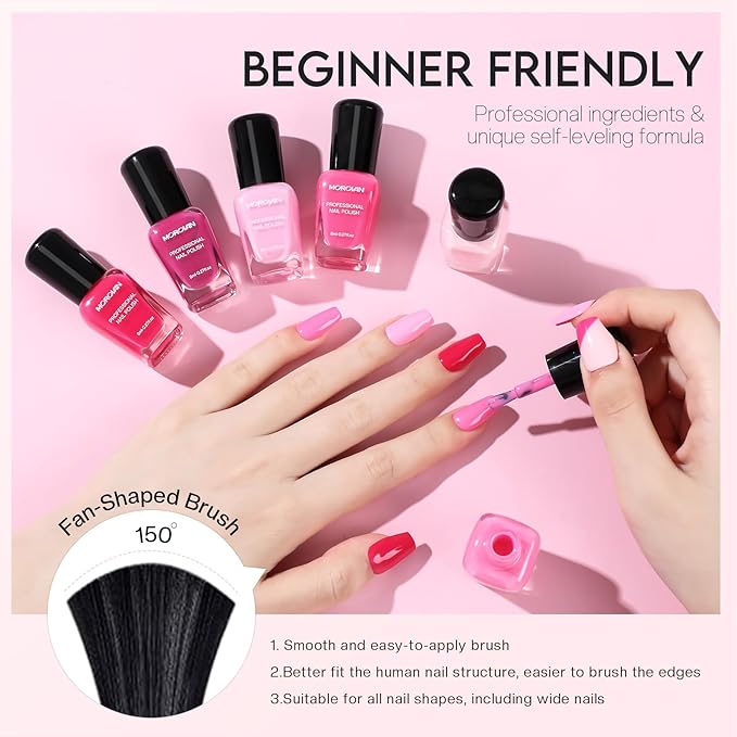 Morovan Pink Nail Polish Set: Valentines 2026 Hot Nude Pink Nail Polish Kit Air Quick Dry Regular Fingernail Polish Pack DIY for Women Girls Gift Holiday
