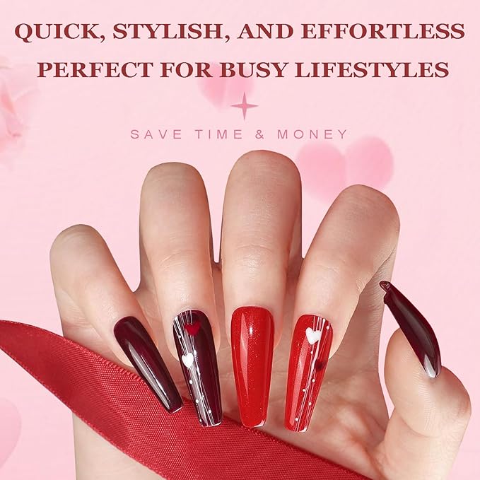AddFavor Coffin Press on Nails Long, 576pcs Coffin Fake Nails Full Cover Long Glossy Ballerina Nails Press on Acrylic False Nail Tips 24 Colors for Women