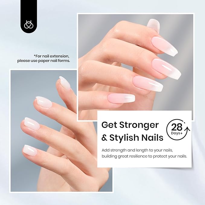 Beetles Builder Nail Gel & Top Coat and Base Coat Set-3Pcs 15ml White Gel Nail Polish Strengthener Gel Polish Soak Off UV LED for Nail Extension, Nail Repair, Shine Effect Long Lasting