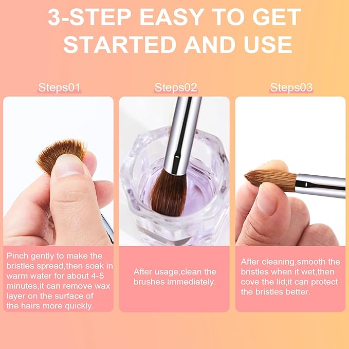 Acrylic Nail Brush Size 14, 100% Pure Kolinsky Nail Art Brushes for Acrylic Application, Sturdy Handle Oval Shaped Acrylic Powder Nail Design Tools for Professional Manicure DIY