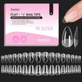 Beetles Gel Nail Tips Flat-X - Almond Coffin Short, 320pcs 16 Sizes, Pre-Etched Half Matte Full Cover Soft Acrylic Press on Easy DIY False Nail Extension Salon for Flat & Natural Nail Beds