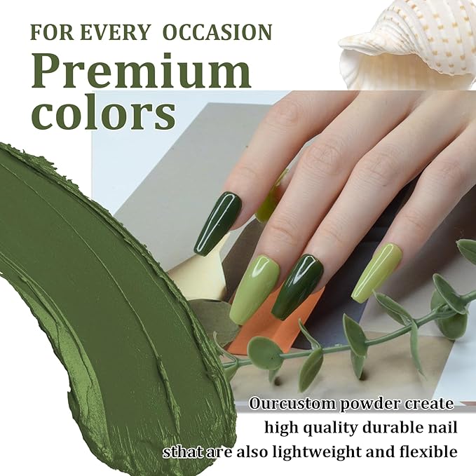 1 Oz/28g Forest Green Dip Powder, Nail Dip Powder for Long-lasting 28 Days+ Dip Nail Art French Manicure Nail Starter & Professional Home DIY Salon Use, No Needed Nail Lamp Curing Christmas