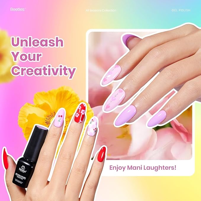 Beetles Spring Gel Polish Set - 36 Colors Pastel Neon Rainbow Bright Color Gel Polish Set with Base Coat Glossy Matte & Glitter Top Coat Pink Red Yellow Manicure Vivid Whimsy Easter Gifts for Women