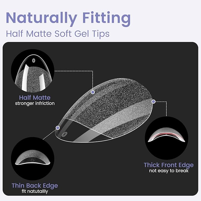 Extra Short Almond Nail Tips: 240Pcs Small Clear Almond Nails Soft Gel Fake Nail Tips for Nail Extension, 12 Sizes Full Cover Clear Press on Nails for Girls for Home DIY Salon