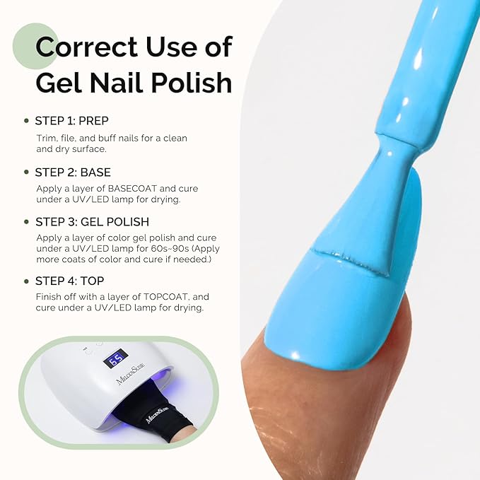 MelodySusie Hema Free Gel Nail Polish, 0.5 Fl Oz Thick Sky Blue Gel Polish, Non-Toxic, Long Lasting, Soak Off UV Nail Polish, Manicure Nail Design Salon DIY Nail Art at Home K0730