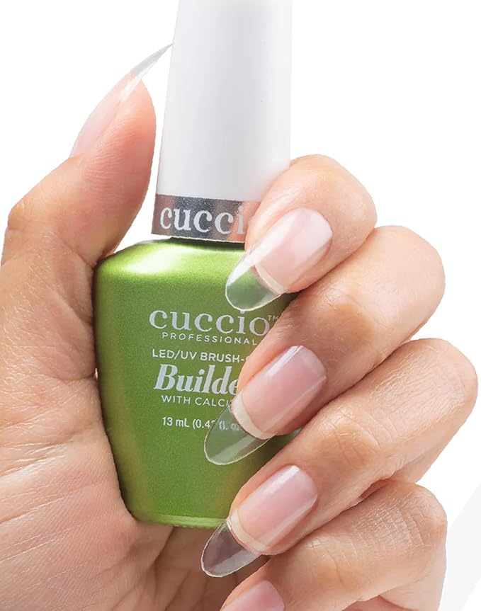 Cuccio Brush on Builder Gel with Calcium - 13ml, Clear - Long-Lasting LED / UV Gel Builder Nail Polish - Extra Strong, Easy Removal