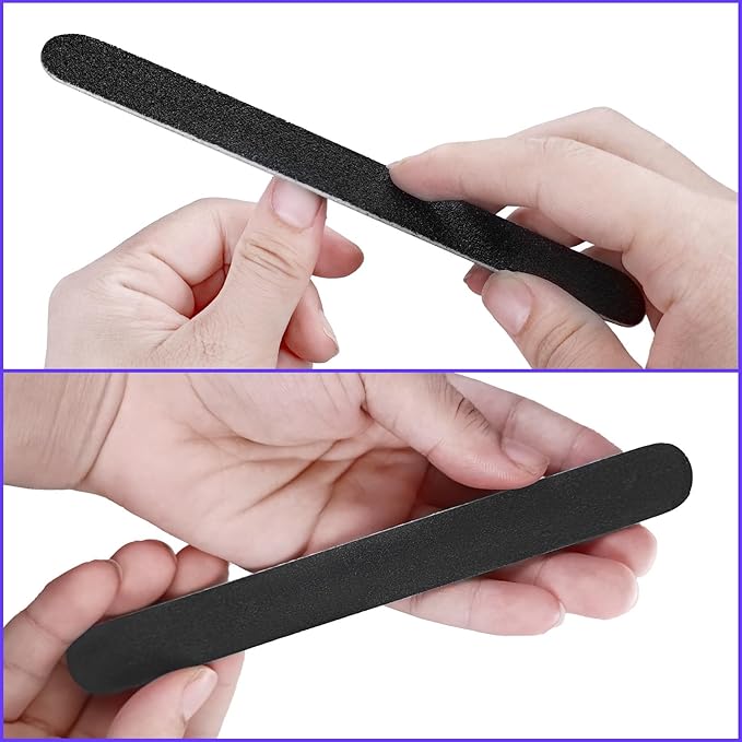 Emery Board Nail Files (24 Pack), 100/180 Grit Wooden Nail File for Natural Nails, 7 Inches Emory Filers Manicure Tool Set Disposable Nail File for Home Salon Black
