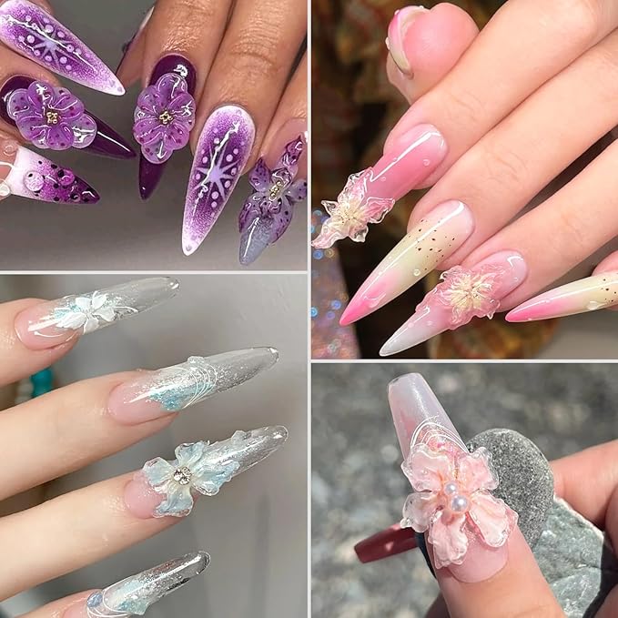 3D Sculpting Gel for Nail Art, 30g Clear Solid Builder Gel Non-Stick Hand Extension, Molding for Nails with Flower Nail Mold & Carving Pen, Professional Manicure Salon Supplies