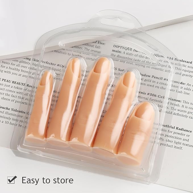 5pcs Silicone Practice Fingers For Acrylic Nails, Soft Fake Finger With 96pcs Nail Tips For Nail Training Flexible Nail Practice Mannequin Finger Reusable Manicure Kit For Beginners