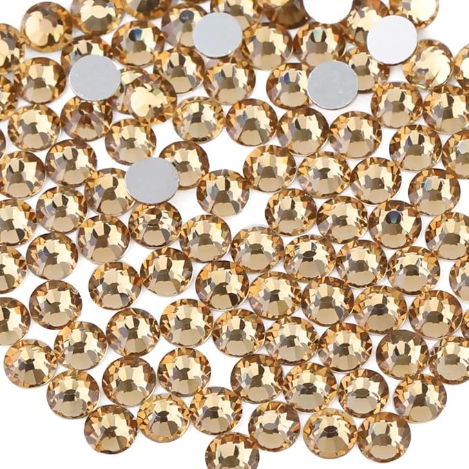 Beadsland 576pcs Flat Back Crystal Rhinestones Round Gems for Nail Art and Craft Glue Fix, Lt Colorado Topaz, SS30,6.3-6.5mm