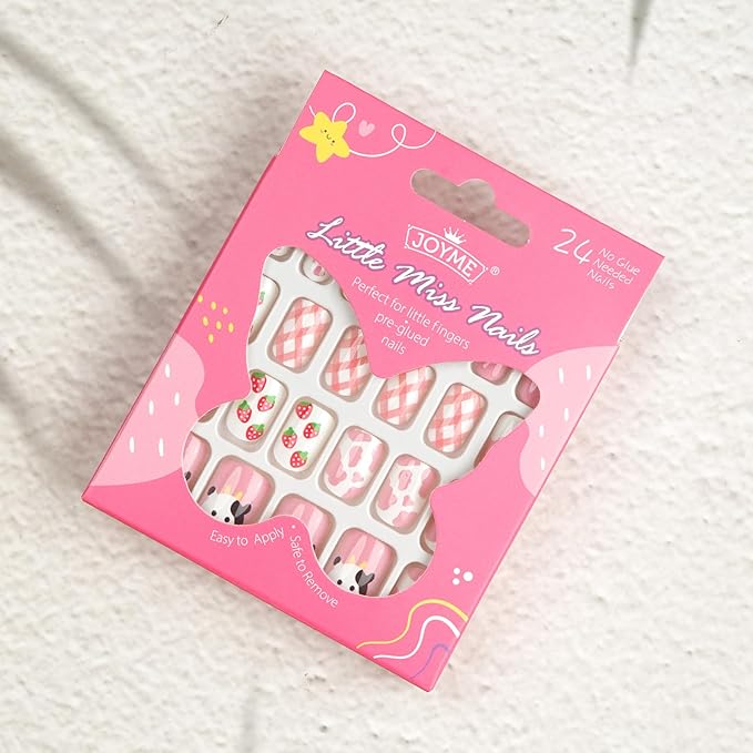 Cute Press on Nails for Kids,Girls Trendy Stuff Fake Nail Kit for Ages 5-12, Pre-glue Glitter Short Acrylic Nail Stick on Nails, Great for Girl Birthday Gifts, Parties&Makeovers Decoration