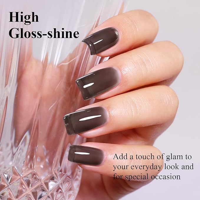 Imtiti Black Jelly Gel Nail Polish, Sheer Translucent UV Gel Polish for Nail Art Soak off UV Led 10ML