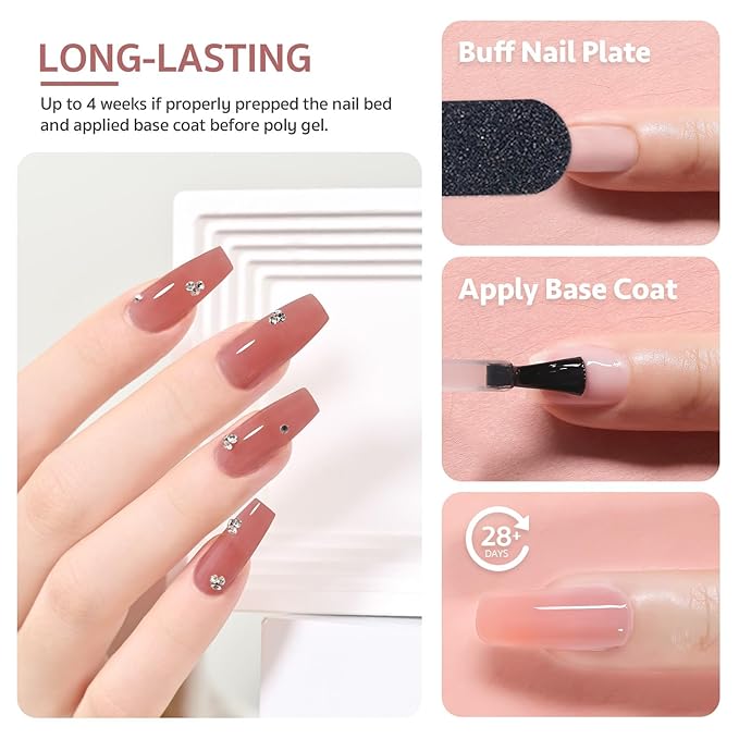 GAOY Poly Gel, 60g Pink Maroon Builder Gel Nail Enhancement for Beginner & Professional Salon DIY at Home