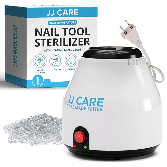 JJ CARE Nail Tool Sterilizer with Glass Beads | Implement Tweezer Disinfectant Container | Salon & Manicure Disinfectant Jar Small