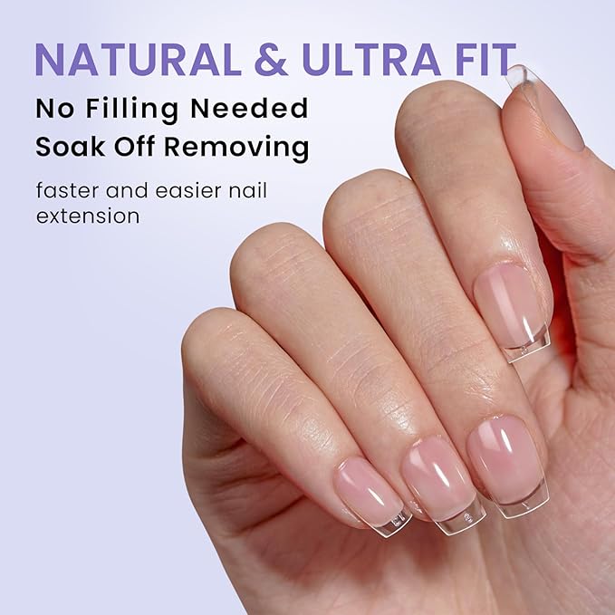 BTArtbox Extra Short Coffin Fake Nails - 320pcs Short Nail Tips Pre-shape Half Matte Soft Gel Tips, Full Cover Clear Acrylic False Nails fot Nail Extension Home DIY Nail Salon