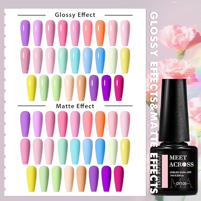 MEET ACROSS Nude Gel Nail Polish Set 26 Colors Gel Polish Pastel Green Sky Blue Lilac Purple Nail Polish DIY Manicure Gifts for Women 30Pcs*7ml