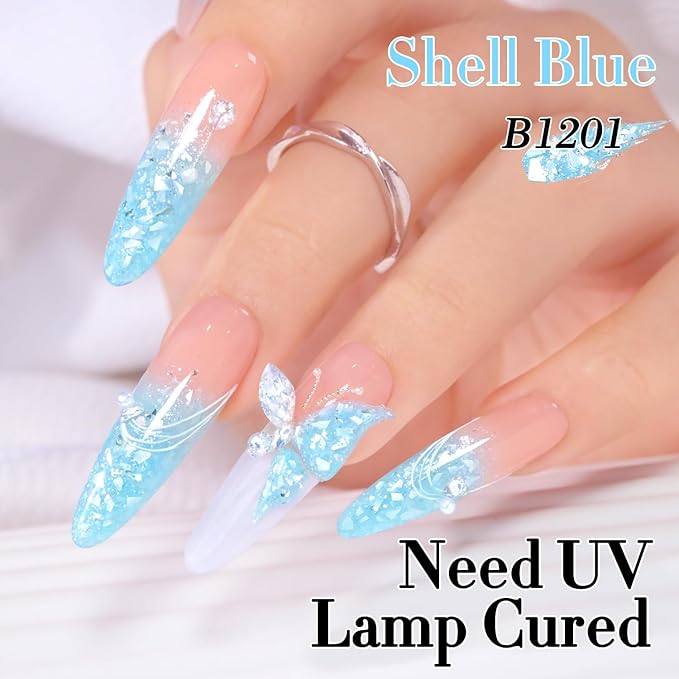Double Rhythm 0.5Oz Glitter Gel Polish Same Color Same Bollte Shimmer Reflective Color for Nail Art Salon DIY Soak Off 15ml Nail Lamp Gel Polish at Home (Candy Blue-B1201)