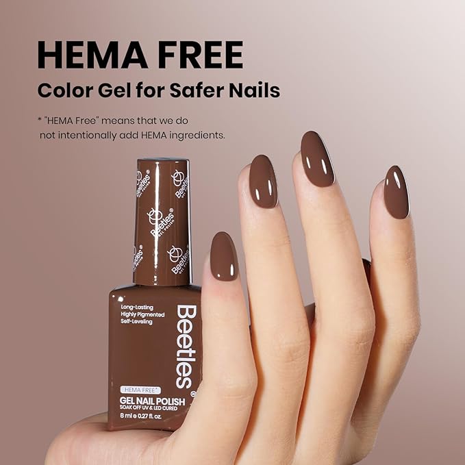 Beetles Dark Brown Gel Polish Winter, 1 PC 8ML Hame Free Mocha Coffee Brown Color Polish Nail Gel Colorful Bottle Coffee o'Clock Soak Off UV Nail Art Manicure Gift for Women