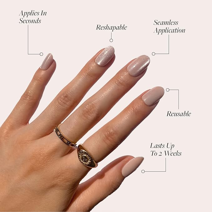 Glamnetic Press On Nails - Pure Intentions Fake Nails | Glossy, Semi-Transparent, Short Round Nails, Salon Quality | 12 Sizes - 30 Nail Kit with Glue