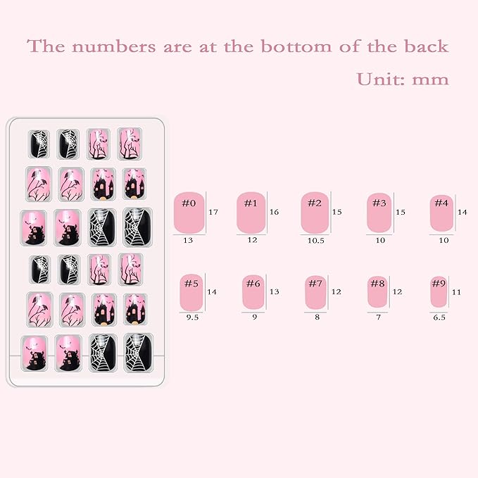 Allstarry Kids Halloween Nails, 120pcs 5pack Children Press on Nails Pre-glue Full Cover Glitter Gradient Color Rainbow Short False Nail Kits Halloween Gifts for Kids Little Girls Nail Art Decoration